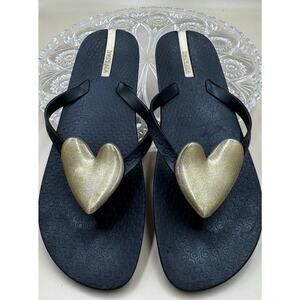 Worn Once | Ipanema Heart Flip Flop | Beach | Coastal Vibe | Size 9 | Gold Heart